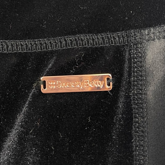 Sweaty Betty Velvet High Waisted Rise Leggings Side Stipe Velour Pants Black S - Picture 10 of 16